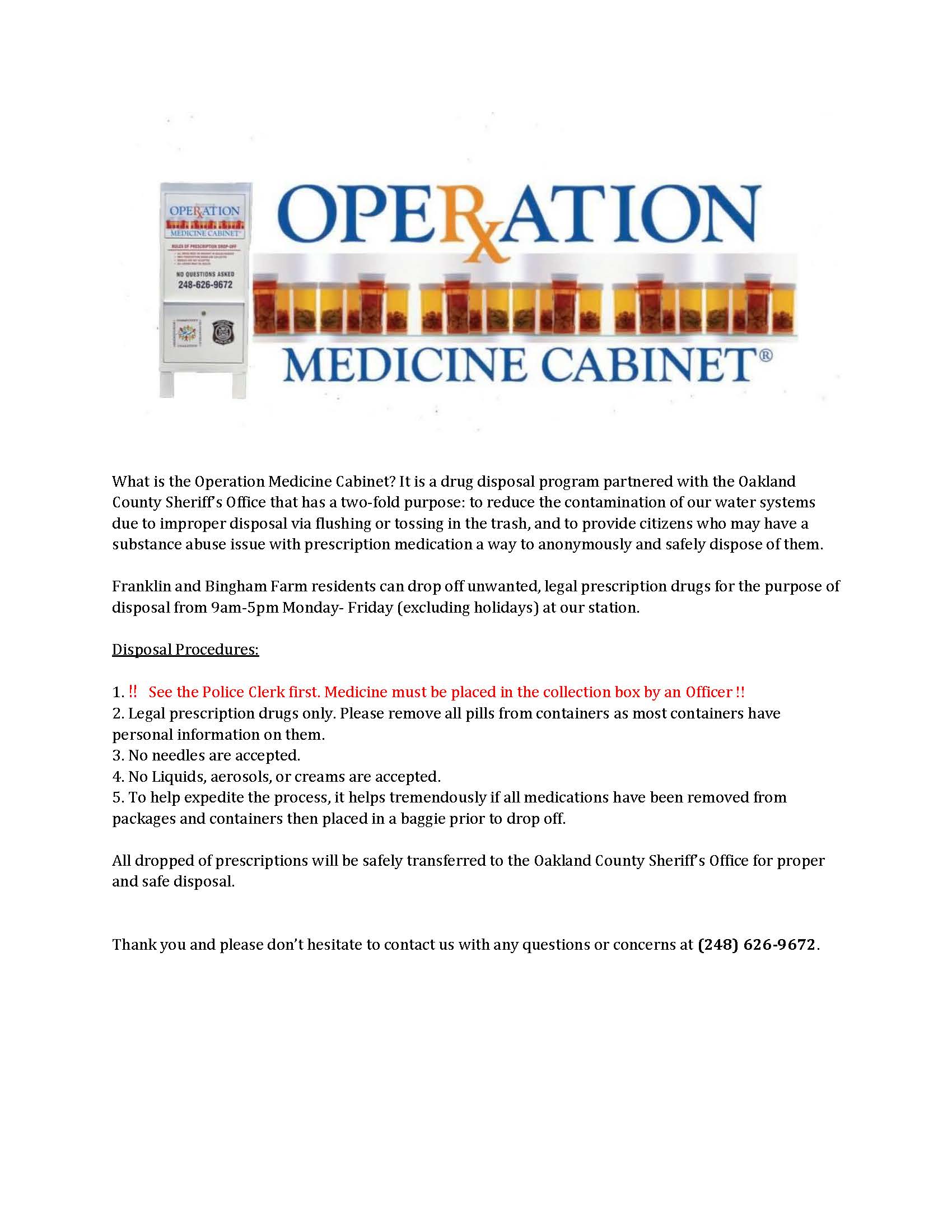 Operation Medicine Cabinet Info